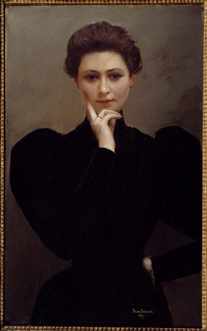 Meditazione Una giovane donna pensierosa vestita alla moda Belle Epoque